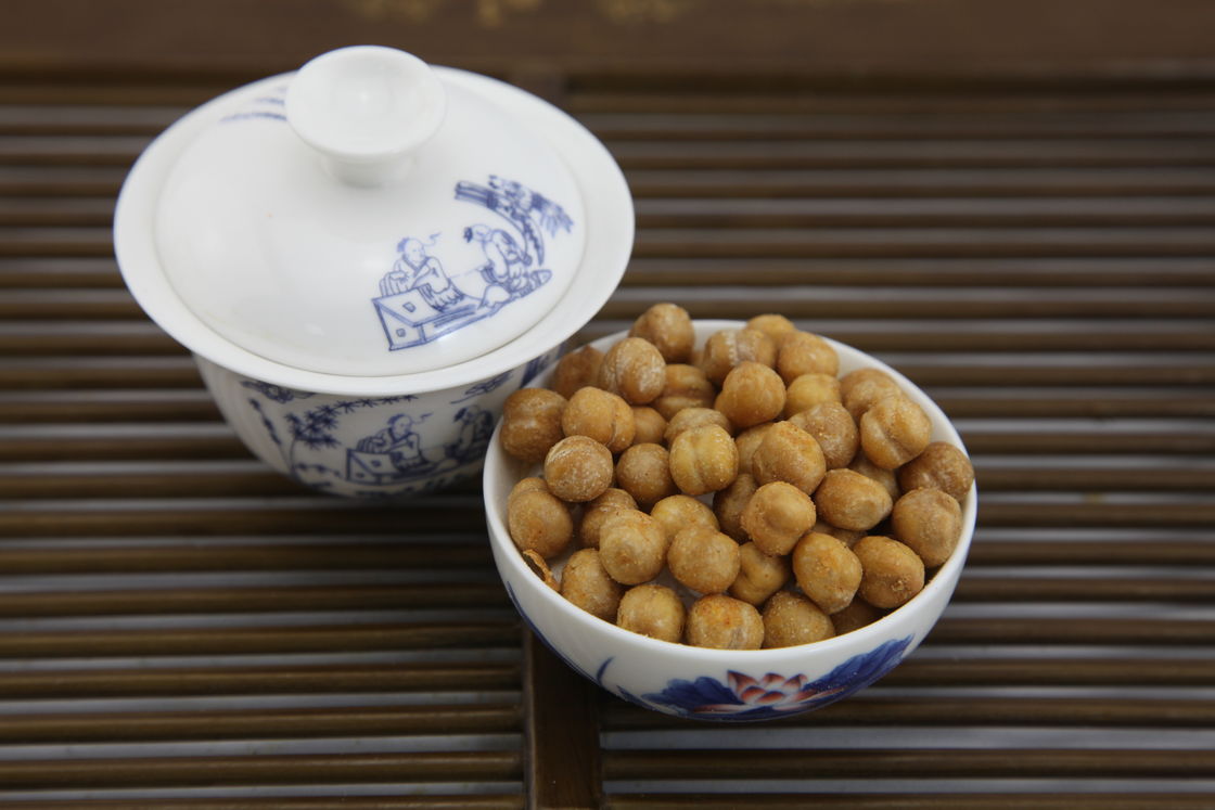 Low Fat Wasabi Roasted Chickpeas Snack , Crunchy Baked Chickpeas Hard Texture