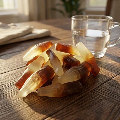 Authentic Cola Soda Flavor Gummy Candy with Fun Cola Bottle Shape and Perfect Chewy Texture Soya Bean Snacks