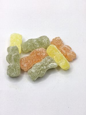 Zingy Sour Bone Gummies with Mixed Fruit Flavors and Sour Sugar Coated for a Chewy Texture