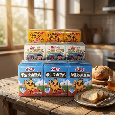 Student Soymilk Drink with Whole Soybean Nutrition in 200mL Pack - Low Fat Reduced Sugar for School Life