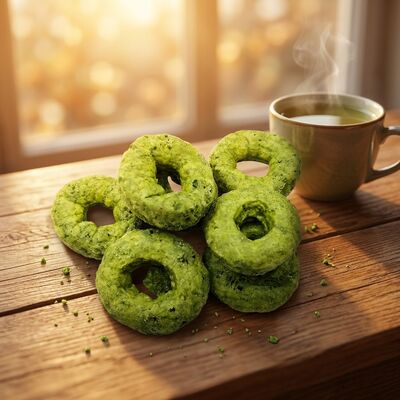 Matcha Crispy Rings - Refreshing Matcha & Grain Fusion, Light Crispy Ring-Shaped Snack, Guilt-Free Versatile for All Occasions